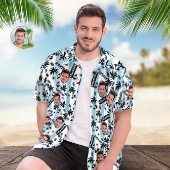 Custom Face Hawaiian Shirt Men's All Over Print Aloha Shirt Gift - Blue And White Striped | Newhawaiianshirts AU