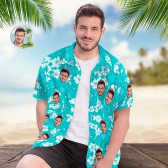 Custom Face Hawaiian Shirt Men's All Over Print Aloha Shirt Gift - Blue | Newhawaiianshirts AU