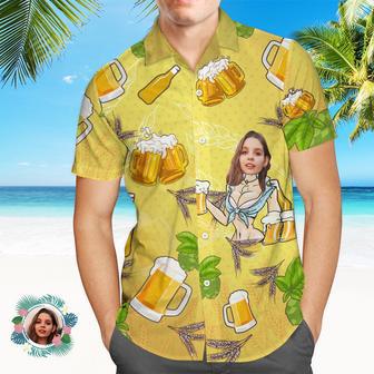 Custom Face Hawaiian Shirt Men's All Over Print Aloha Shirt Gift - Girl And Beer | Newhawaiianshirts AU