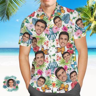 Custom Face Hawaiian Shirt Men's All Over Print Aloha Shirt Gift - Romantic Flowers Hawaii | Newhawaiianshirts