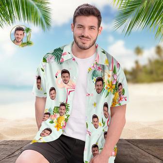 Custom Face Hawaiian Shirt Men's All Over Print Aloha Shirt Gift - Romantic Hawaiian And Flamingos | Newhawaiianshirts AU