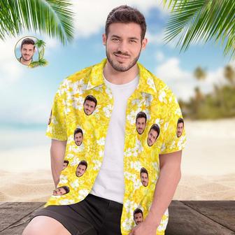 Custom Face Hawaiian Shirt Men's All Over Print Aloha Shirt Gift - Yellow | Newhawaiianshirts AU