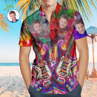 Custom Face Hawaiian Shirt Personalized Music Style Shirt Gift - Guitar | Newhawaiianshirts UK