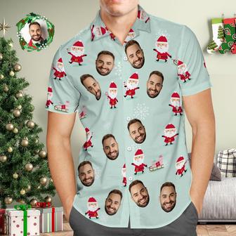 Custom Face Hawaiian Shirt Personalized Photo Hawaiian Shirts Santa Claus Christmas Gift For Him | Newhawaiianshirts DE