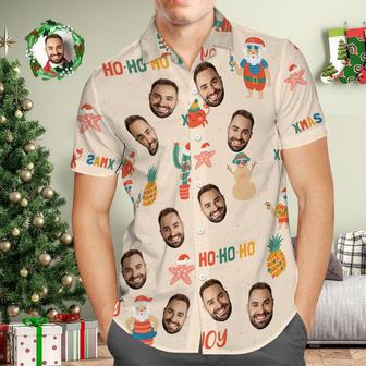 Custom Face Hawaiian Shirt Personalized Photo Hawaiian Shirts Xmas Hohoho Merry Christmas | Newhawaiianshirts UK