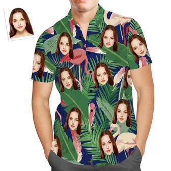 Custom Face Hawaiian Shirt Pink Flamingo Holiday Beach Shirts For Him | Newhawaiianshirts