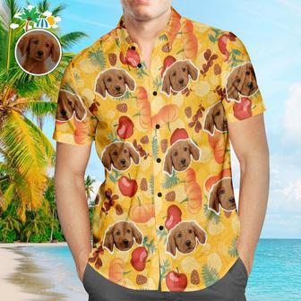 Custom Face Hawaiian Shirt Pumpkin Apple Men's Popular All Over Print Hawaiian Beach Shirt Holiday Gift | Newhawaiianshirts