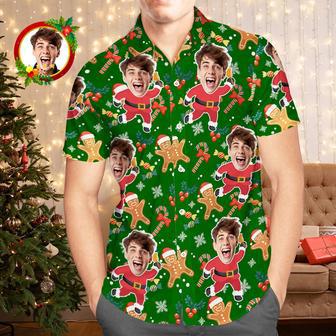 Custom Face Hawaiian Shirt Santa Gingerbread Man Men's Christmas Shirts | Newhawaiianshirts CA