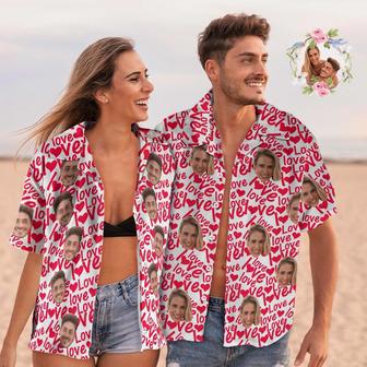 Custom Face Hawaiian Shirt Shirt Couple Outfit All Over Printed Love Shirt Valentine's Day Gifts | Newhawaiianshirts AU