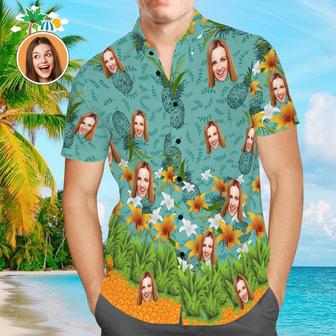 Custom Face Hawaiian Shirt Yellow Flowers Personalized Aloha Beach Shirt For Men | Newhawaiianshirts CA