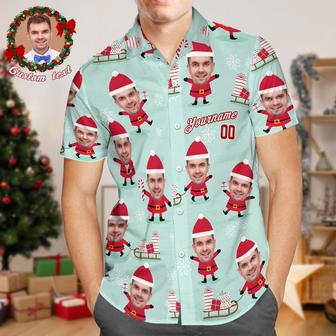 Custom Face Hawaiian Shirts Personalized Photo And Text Shirt Gift Men's Christmas Shirts Santa Claus And Gifts | Newhawaiianshirts