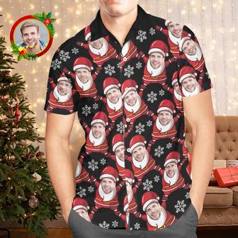 Custom Face Hawaiian Shirts Personalized Photo Gift Men's Christmas Shirts Santa Claus And Snowflake | Newhawaiianshirts AU