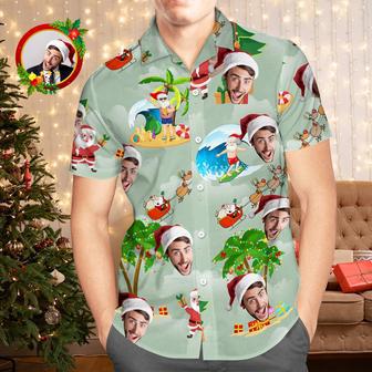 Custom Face Hawaiian Shirts Personalized Photo Gift Men's Christmas Shirts Surfing Vacation Santa | Newhawaiianshirts UK