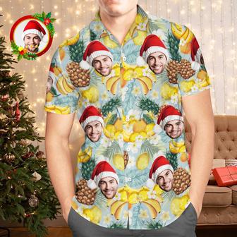 Custom Face Hawaiian Shirts Personalized Photo Gift Men's Christmas Shirts Tropical Fruits | Newhawaiianshirts CA