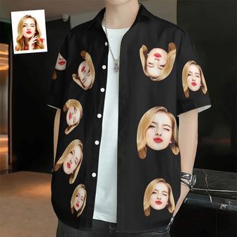 Custom Face Hawaiian Shirts Personalized Photos Funny Men's Shirt Gift Black | Newhawaiianshirts AU