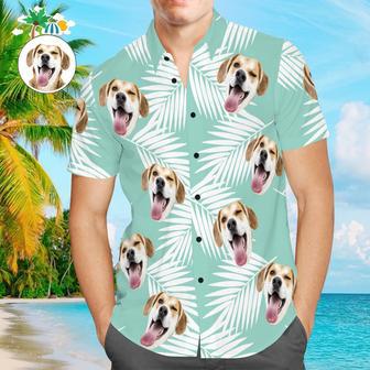 Custom Face Men Hawaiian Shirts Personalized Cute Dog Face For Pet Lover - Blue | Newhawaiianshirts UK