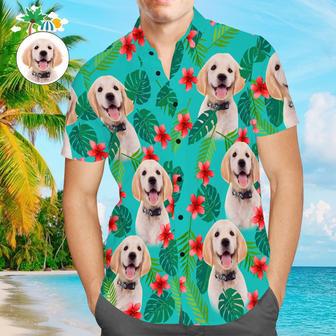 Custom Face Men Hawaiian Shirts Personalized Dog Face On A Hawaiian Shirt For Pet Lover - Green | Newhawaiianshirts AU