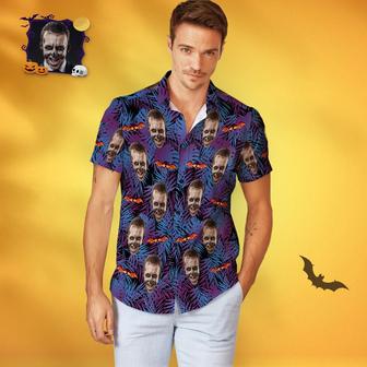 Custom Face Men Hawaiian Shirts Personalized Halloween Hawaiian Shirts Bat | Newhawaiianshirts CA