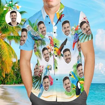 Custom Face Men Hawaiian Shirts Personalized Hawaiian Shirts For Men Colorful Parrot | Newhawaiianshirts CA