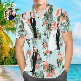 Custom Face Men Hawaiian Shirts Personalized Hawaiian Shirts For Men Flamingo Wedding | Newhawaiianshirts CA