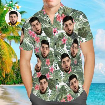 Custom Face Men Hawaiian Shirts Personalized Hawaiian Shirts For Men Summer Hawaii Style Green Leaves | Newhawaiianshirts AU