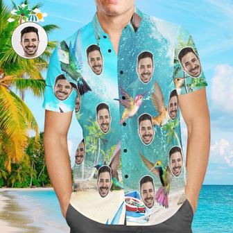 Custom Face Men Hawaiian Shirts Personalized Hummingbird Hawaiian Shirts For Men | Newhawaiianshirts CA