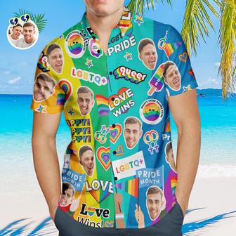 Custom Face Men Hawaiian Shirts Personalized Lgbtq Gay Pride Shirt - Love Wins | Newhawaiianshirts AU