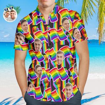 Custom Face Men Hawaiian Shirts Personalized Lgbtq Gay Pride Shirt - Rainbow Flag | Newhawaiianshirts AU