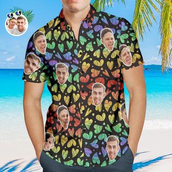 Custom Face Men Hawaiian Shirts Personalized Lgbtq Gay Pride Shirt - Rainbow Love | Newhawaiianshirts CA