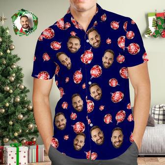 Custom Face Men's Hawaiian Shirt Personalized Photo Blue Hawaiian Shirts Merry Christmas | Newhawaiianshirts CA