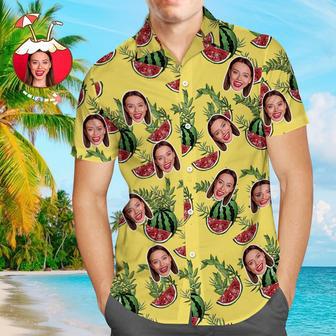 Custom Face Men's Hawaiian Shirt Personalized Tropical Floral Short Sleeve Shirt With Face Photo | Newhawaiianshirts AU