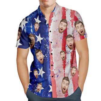 Custom Face Men's Patriotic Hawaiian Shirt Casual Breathable Short Sleeve Hawaiian Shirt | Newhawaiianshirts UK