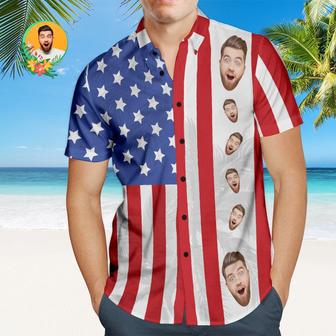 Custom Face Men's Patriotic Hawaiian Shirt Personalized Fashion Hawaiian Shirt | Newhawaiianshirts