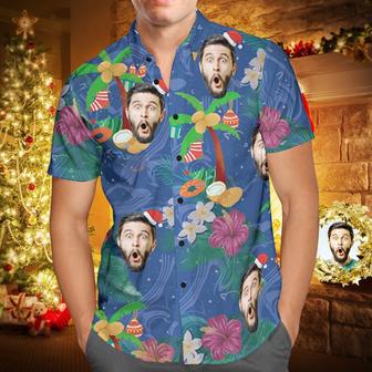 Custom Face Personalized Christmas Hawaiian Shirt Coconut Tree | Newhawaiianshirts DE