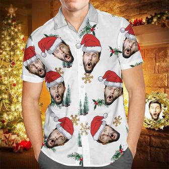 Custom Face Personalized Christmas Hawaiian Shirt Your Face With Santa Hat | Newhawaiianshirts DE