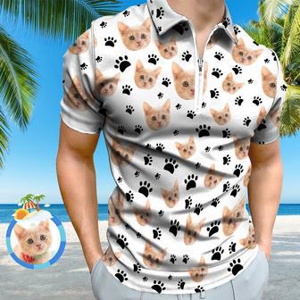 Custom Face Polo Shirt With Zipper Men's Polo Shirt For Pet Lovers | Newhawaiianshirts AU