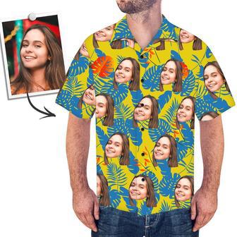 Custom Face Shirt Men's Hawaiian Shirt Blue Palm | Newhawaiianshirts AU