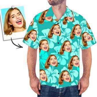 Custom Face Shirt Men's Hawaiian Shirt Blue | Newhawaiianshirts AU