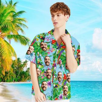 Custom Face Shirt Men's Hawaiian Shirt Colorful Parrot | Newhawaiianshirts UK