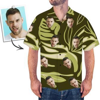 Custom Face Shirt Men's Hawaiian Shirt Dark Green | Newhawaiianshirts AU