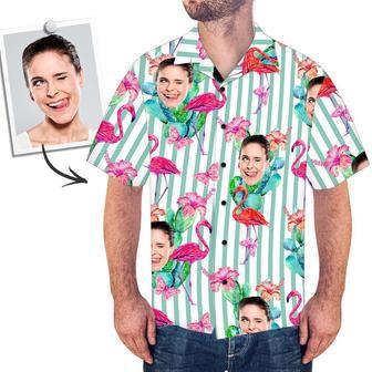 Custom Face Shirt Men's Hawaiian Shirt Flamingo And Butterfly | Newhawaiianshirts UK