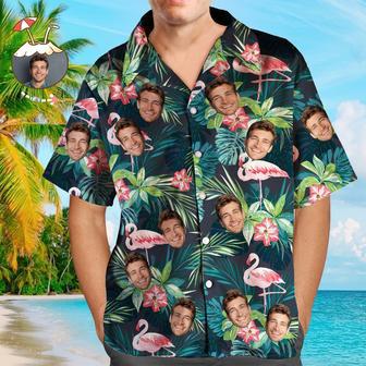 Custom Face Shirt Men's Hawaiian Shirt Flamingo Flower | Newhawaiianshirts CA