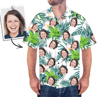 Custom Face Shirt Men's Hawaiian Shirt Green Flower | Newhawaiianshirts AU