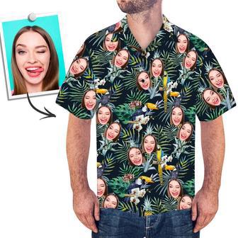 Custom Face Shirt Men's Hawaiian Shirt Leaves And Birds | Newhawaiianshirts AU