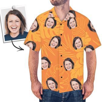 Custom Face Shirt Men's Hawaiian Shirt Orange | Newhawaiianshirts AU