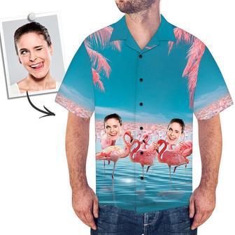 Custom Face Shirt Men's Hawaiian Shirt Pink Flamingo | Newhawaiianshirts UK