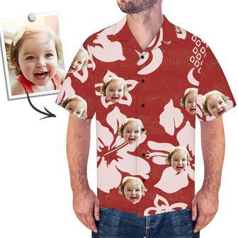 Custom Face Shirt Men's Hawaiian Shirt Red Flower | Newhawaiianshirts AU