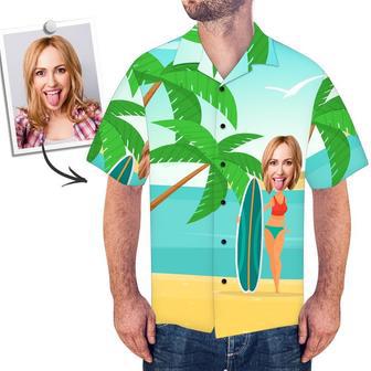 Custom Face Shirt Men's Hawaiian Shirt Surfing Board | Newhawaiianshirts