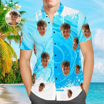 Custom Face Shirt Men's Hawaiian Shirt With Name Blue Hawaiian Shirts Cool Summer | Newhawaiianshirts AU