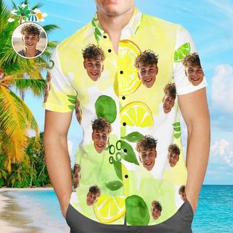 Custom Face Shirt Men's Hawaiian Shirt With Name Summer Lemon | Newhawaiianshirts AU